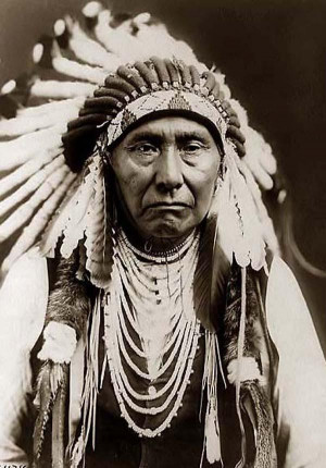 Indian Chief Wearing a War Bonnet