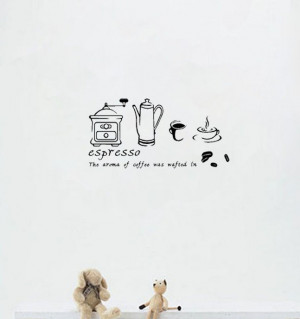 Coffee Espresso Maker Wall Kitchen Sticker- Say Quote Word Lettering ...