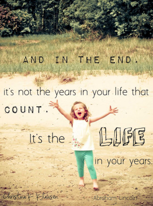 Inspirational Quote Abraham Lincoln. It's the Life in Your Years ...
