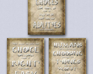 Dumbledore Quote Print Set - Choices Define Us Between Right and Easy ...