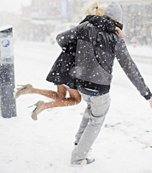 boy, girl, love, snow