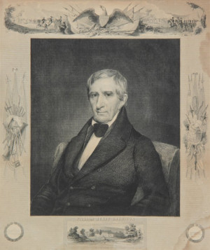 Framed William Henry Harrison Memorial Print.
