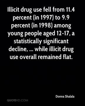 Donna Shalala - Illicit drug use fell from 11.4 percent (in 1997) to 9 ...