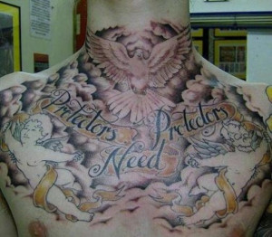 Guardian Angel Tattoo On His Chest