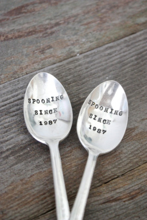 Spooning Since - Anniversary Gift - Hand Stamped Spoon Pair - gift for ...