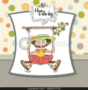 funny girl in a swing stock vector clipart, funny girl in a swing ...