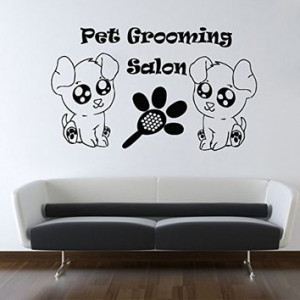 Wall Decals Quote Pet Grooming Salon Decal Dog Comb Leg Vinyl Sticker ...