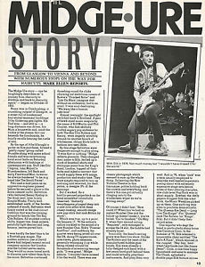 Details about MIDGE URE ORIGINAL PICTURE ARTICLE MAR 1982 FULL PAGE