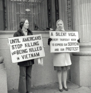 1971, Vietnam War protests: Two demonstrators on silent vigil “until ...