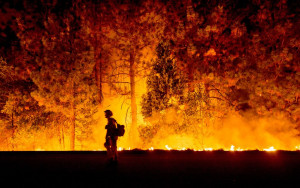 growth of a massive wildfire in northern California's drought ...