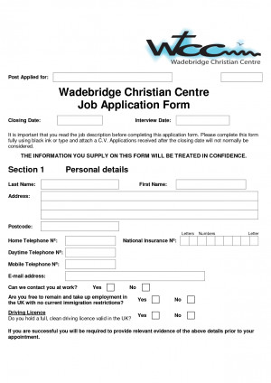 Job Application Form Template