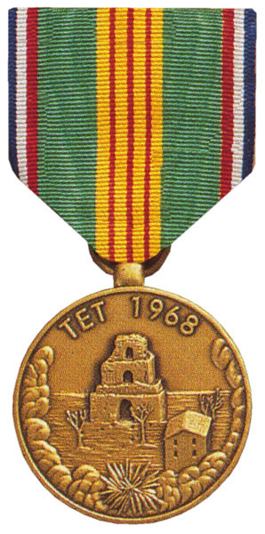 Vietnam Tet Offensive Commemorative Medal comes with ribbon bar.