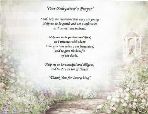 BABYSITTER Prayer Poem DayCare Child Personalized Name