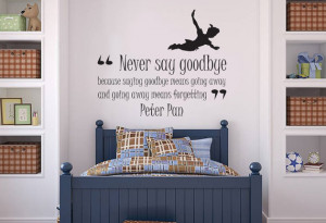 Peter Pan 'Never Say Goodbye' Quote Wall Sticker Vinyl, Home Decor ...