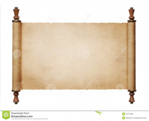 Vintage blank paper scroll isolated on white background with copy ...