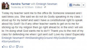 ... quotes Assistant Principal Lynn Garner as saying, “The child was not