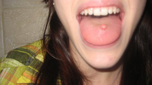 ... got my tongue pierced three weeks and two days ago and my tongue is