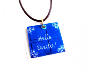 Who Inspired Necklace Hello Sweetie, Blue & White River Song Quote ...