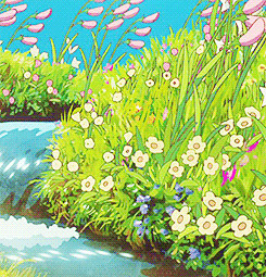hayao miyazaki anime howl's moving castle flower scenery studio ghibli