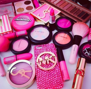 kawaii iphone makeup pink cosmetics girly mac rhinestones bling ...