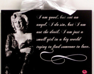 Marilyn Monroe Quote I'm Good But Not An Angel Wooden Wall Plaque Sign