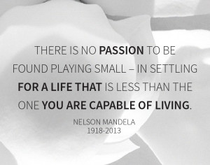 ... is less that the one you are capable of living.” – Nelson Mandela