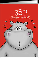 35th Birthday - Humorous, Surprised, Cartoon - Hippo card - Product ...