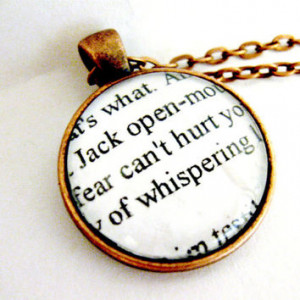 Lord Of The Flies Quotes Book Page Necklace - Fear Can't Hurt You ...