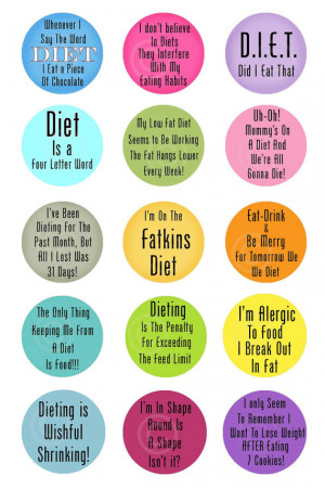 Bottle Cap Images FUNNY DIET SAYINGS No.1 Digital Collage Sheet 1 ...