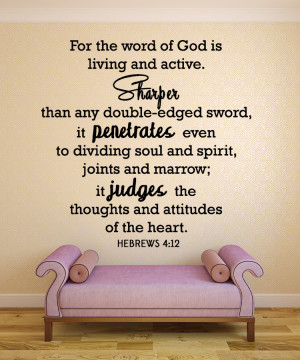 Hebrews 4:12 For the word ...Christian Wall Decal Quotes