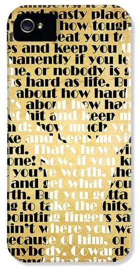 Rocky Balboa Quote Poster iPhone Case by Pete Baldwin