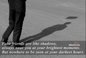 Home » Quotes » Fake Friends Are Like Shadows…