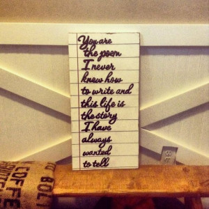 Wood sign made to look like Looseleaf paper with love quote