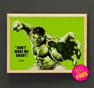 Avengers Hulk Quote Art Print Superhero Poster Pop Art House Wear ...