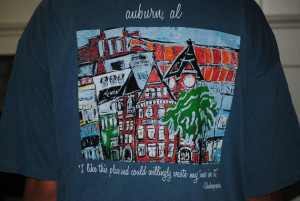 Auburn HOOTENANNY t-shirt with print of 'Auburn Skyline' from original ...