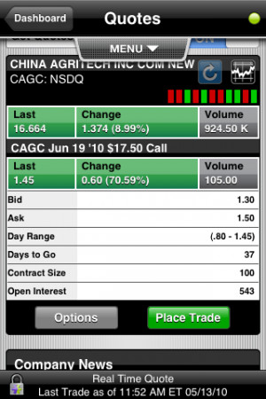 For real time streaming stock quotes, the App allows us to add a stock ...