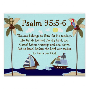 Ships Ahoy Nautical Bible Verse Wall Print