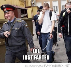 man prison guard cop laughing chains lol just farted funny pics ...