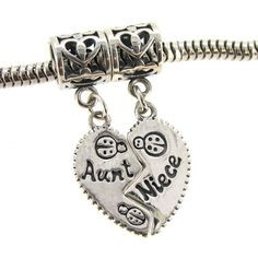 Queenberry Sterling Silver Aunt Niece Love Heart Dangle Pendant Family ...