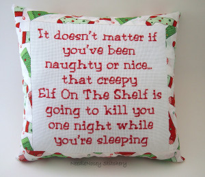 Funny Cross Stitch Christmas Pillow