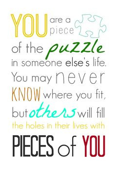 You are a Piece of the Puzzle Printable
