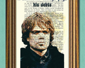 Game of Thrones TYRION LANNISTER - Dictionary Art Print - Quotes- Book ...