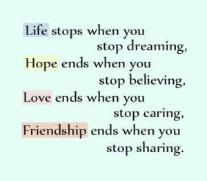 on are HOPE, FRIENDSHIP, LOVE and LIFE! Because I know that HOPE ...