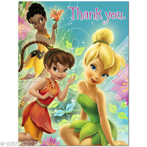 Details about (8) TINKER BELL fairy THANK YOU CARDS ~ Disney Princess ...