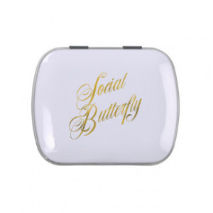 Social Butterfly Quote Faux Gold Foil Metallic Candy Tin