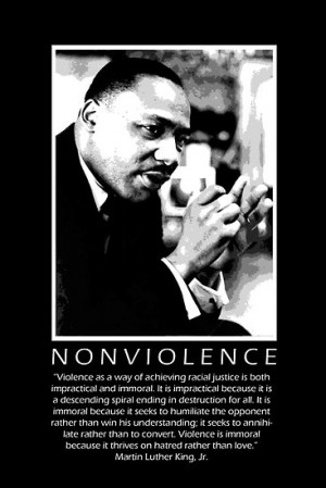 ... the only way we will aceive any goals is through non violent means