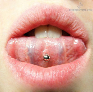 Girl Showing Tongue Piercing