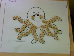 Octopus Craft with Cheerios for letter O week