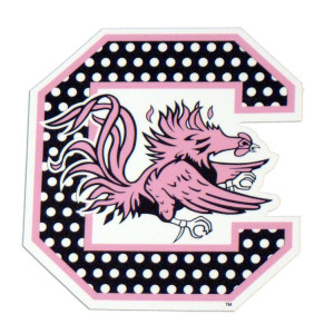 south carolina gamecock block c pink and white polka dot decal