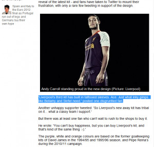 ... horrendous new third kit… by anonymously quoting an Everton fanzine